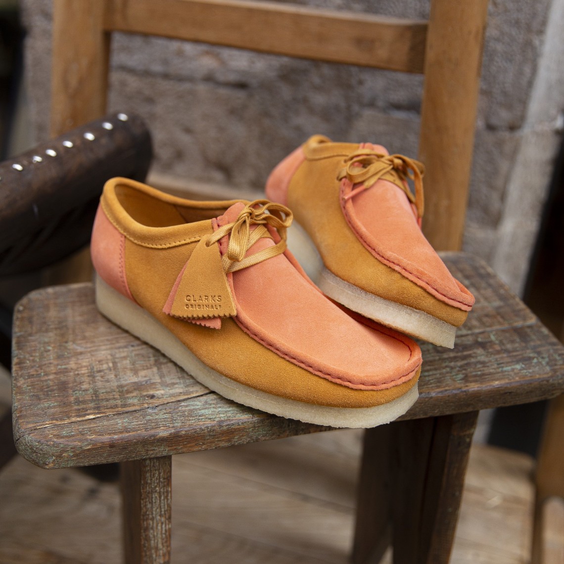 Orange on sale wallabee clarks