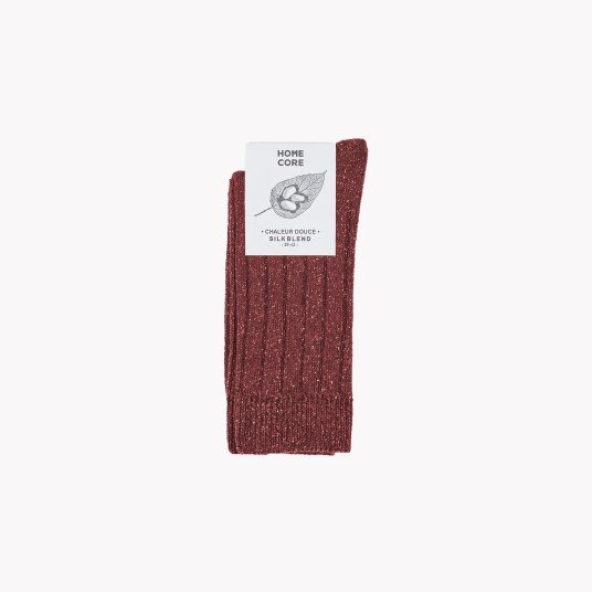 WOOL SILK SOCKS RUST RED