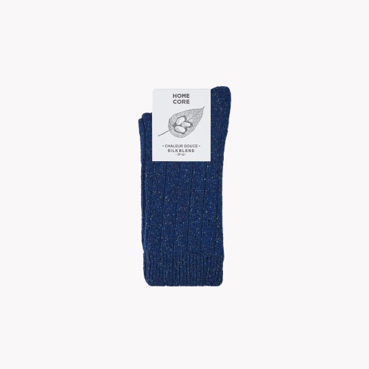 WOOL SILK SOCKS DARK BLUE