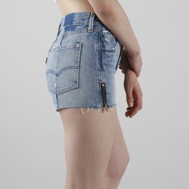 501 SHORT ALTERED ZIP MISTED INDIGO